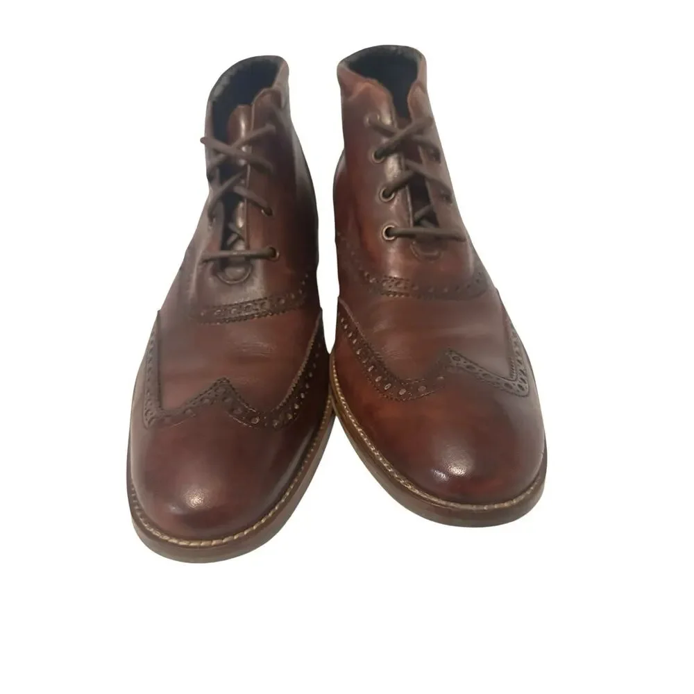 Cole Haan Liam Chukka II Wingtip Oxford Leather Boots Brown Brogue Ankle Men 10M